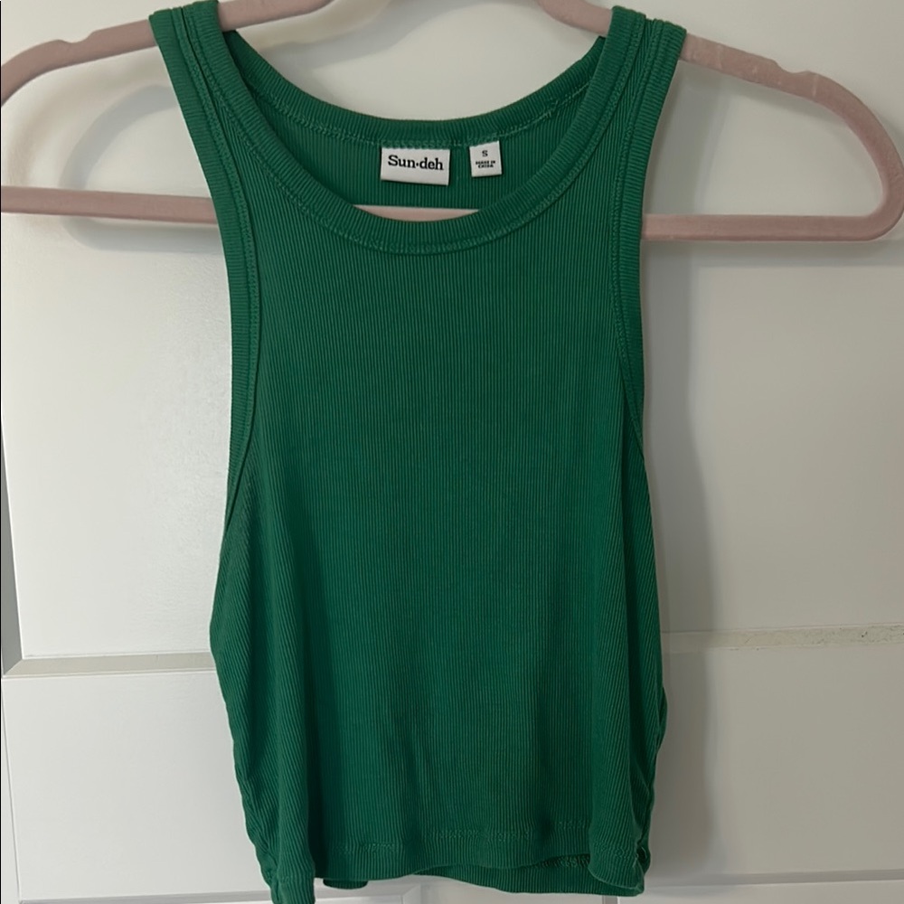 Green Ribbed Tank Top